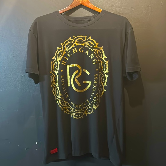 Rich Gang black and gold short sleeve T-shirt - Picture 1 of 7